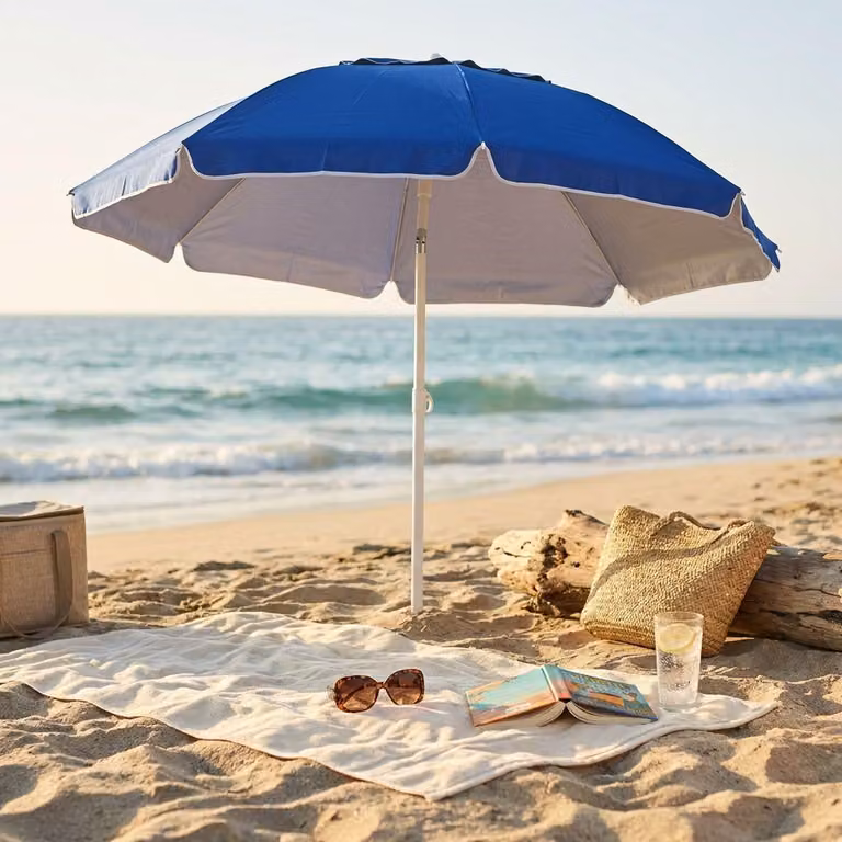 Milani Home - ombrellone da spiaggia diametro 2 m in acciaio, colore casuale blu, per mare, giardino e campeggio