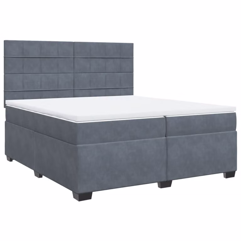 Giroletto a Molle con Materasso Grigio Scuro 200x200 cm Velluto