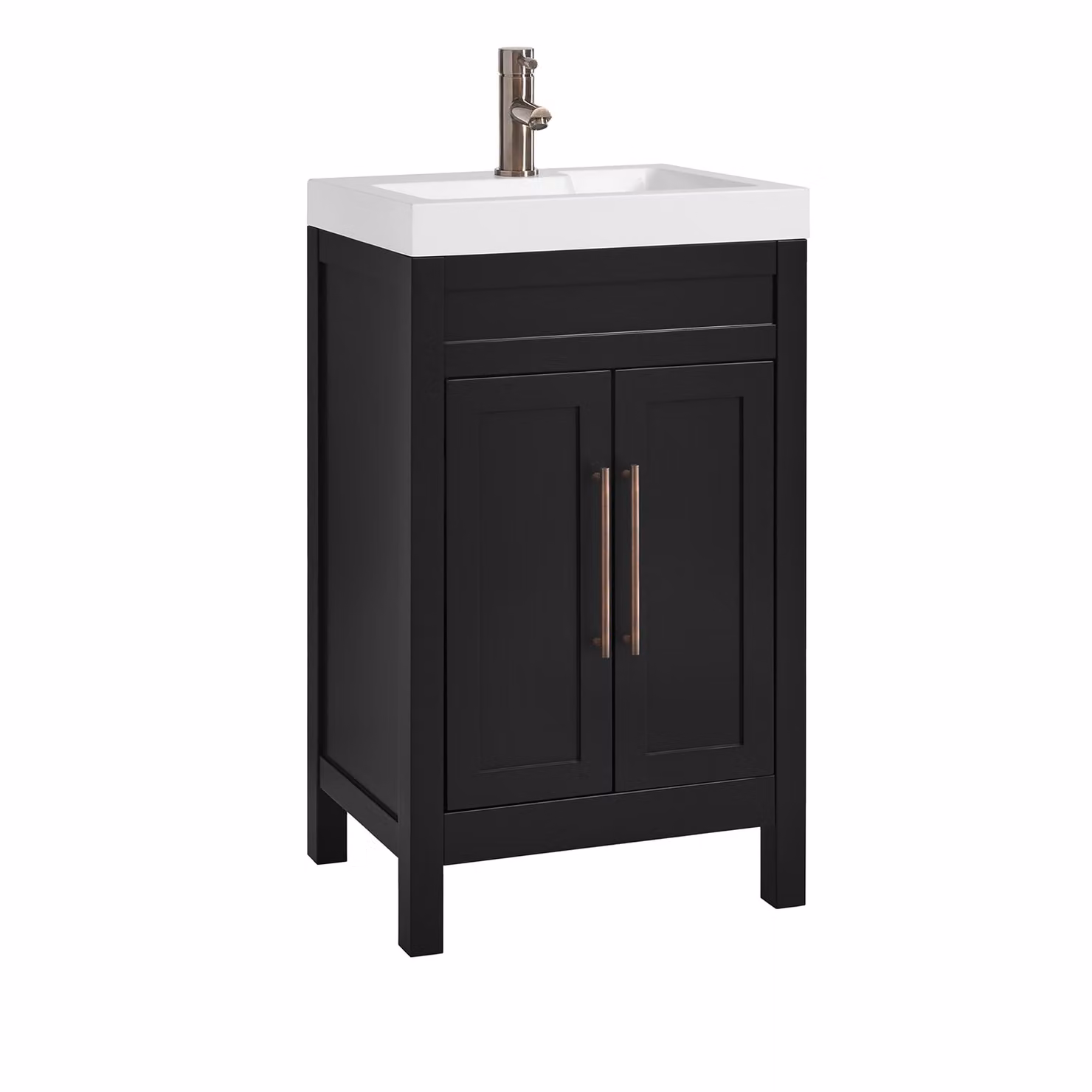 Mobile Bagno Grigio Nero da 500mm con Lavabo e Maniglia Classica con Barra a T in Bronzo Spazzolato - Warwick