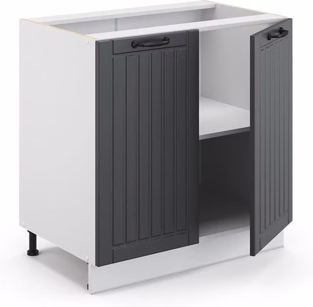 Mobiletto base cucina Fame-Line Grigio scuro/Bianco 80 cm piano di lavoro Rovere dorato Vicco