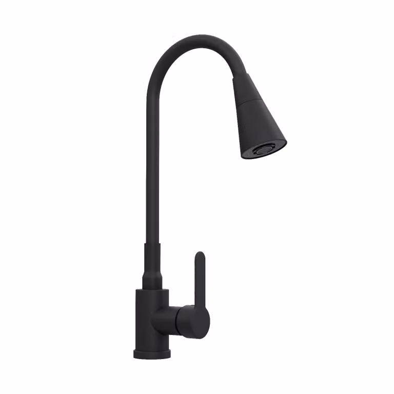 Rubinetto da cucina Rubinetto acqua Rubinetto miscelatore da cucina Flessibile 2 tipi di getto Nero 10904