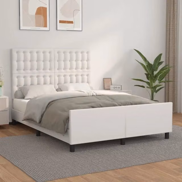 Letto con testiera vidaXL in similpelle bianco L/P/H: 140 x 200 x 146 cm – 1