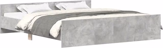 Letto matrimoniale moderno con testiera e pediera in tessuto Grigio, L/P/H: 183 x 203 x 50 cm