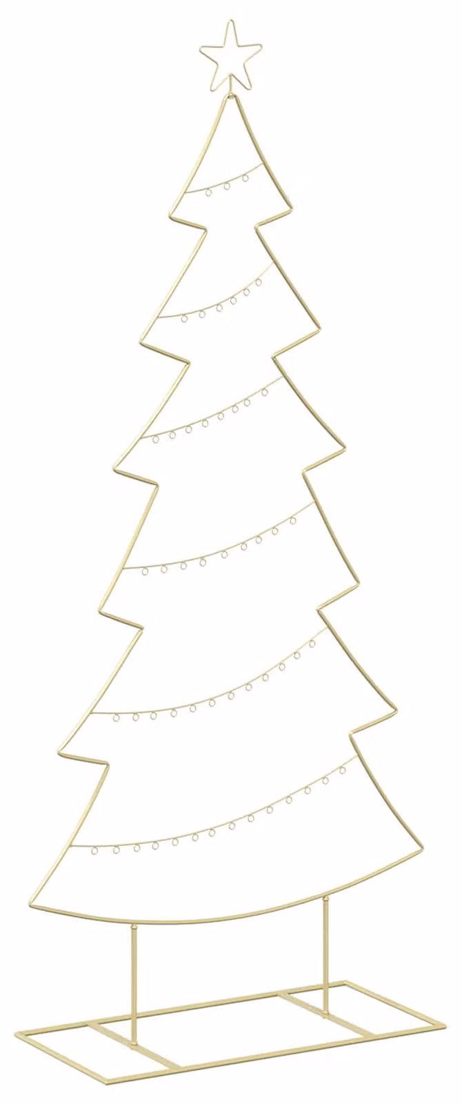 Albero di Natale in metallo con base, modello KUOPIO, 180 cm, acciaio dorato
