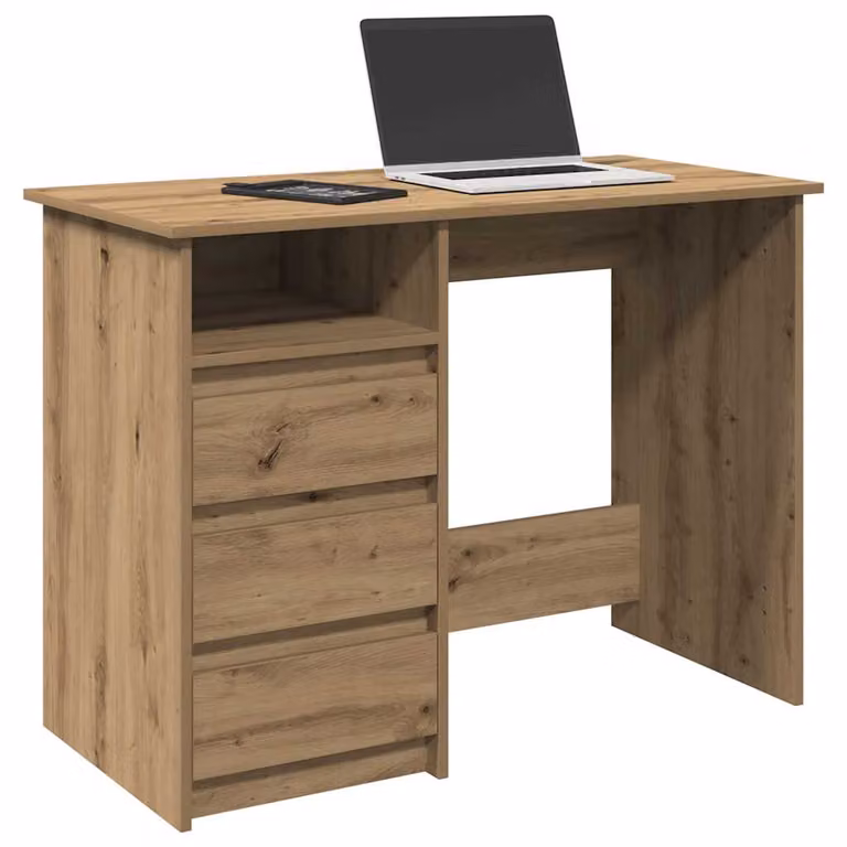 Scrivania moderna vidaXL in legno e MDF color rovere, L: 102 cm, P: 50 cm, H: 75 cm