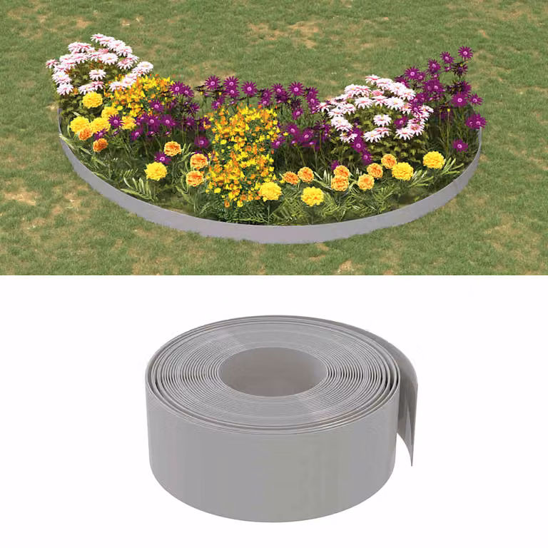 Set di 4 bordure da giardino vidaXL in polietilene grigio, Lunghezza: 10 m, Altezza: 20 cm