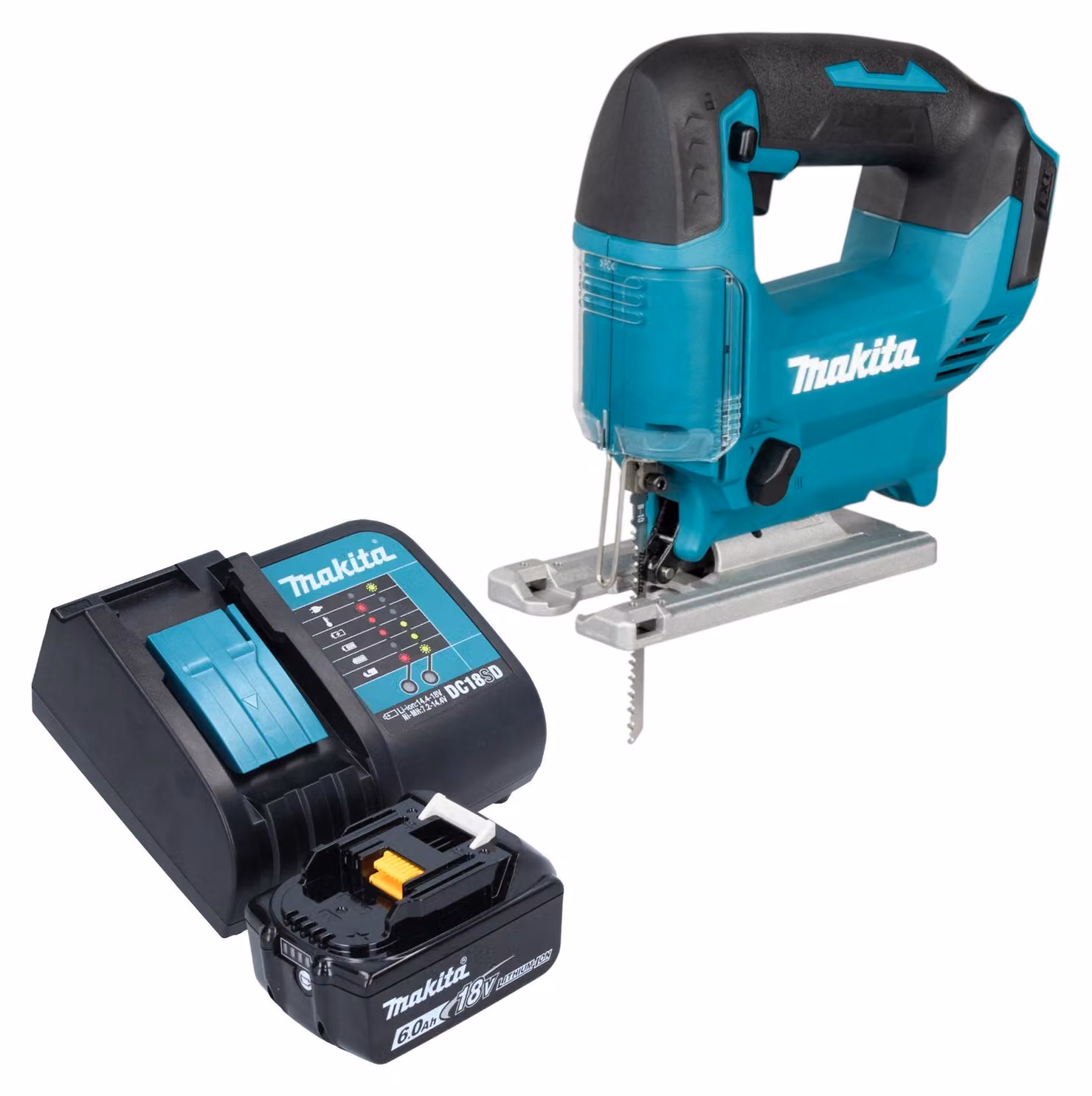 Seghetto alternativo a batteria Makita DJV 186 SG1 18 V + 1x batteria 6,0 Ah + caricabatterie