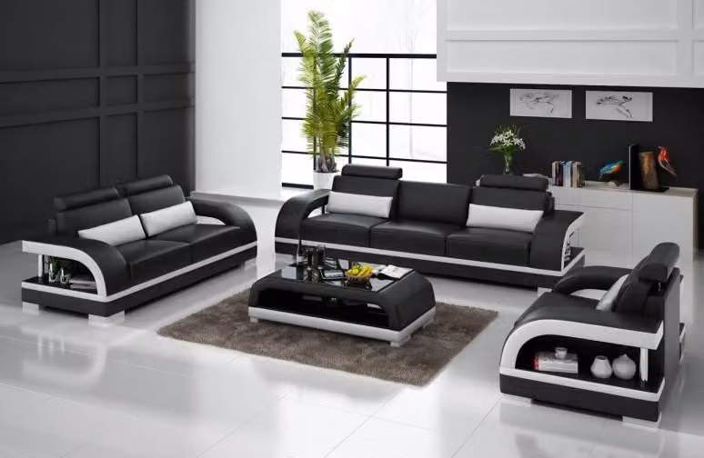 Designer Sofagarnitur Ledersofa USB Set 3+2+1 Garnitur Sofa Couch Garnituren