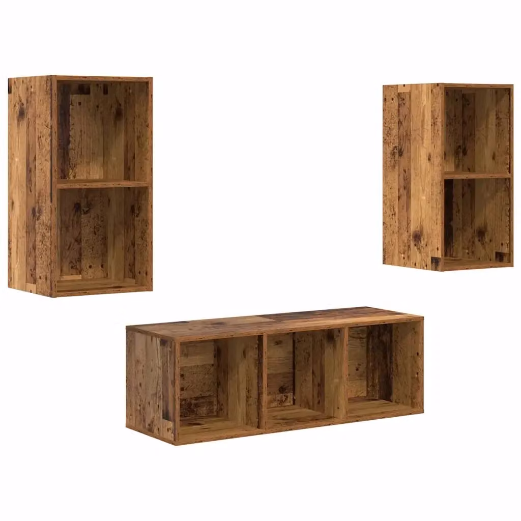 Set di 3 mobili TV moderni vidaXL in legno ingegnerizzato color marrone per il tuo soggiorno – 2
