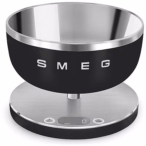 Bilancia da cucina elettronica Smeg KSC01BLMWW ricaricabile nera con display digitale e funzione tara