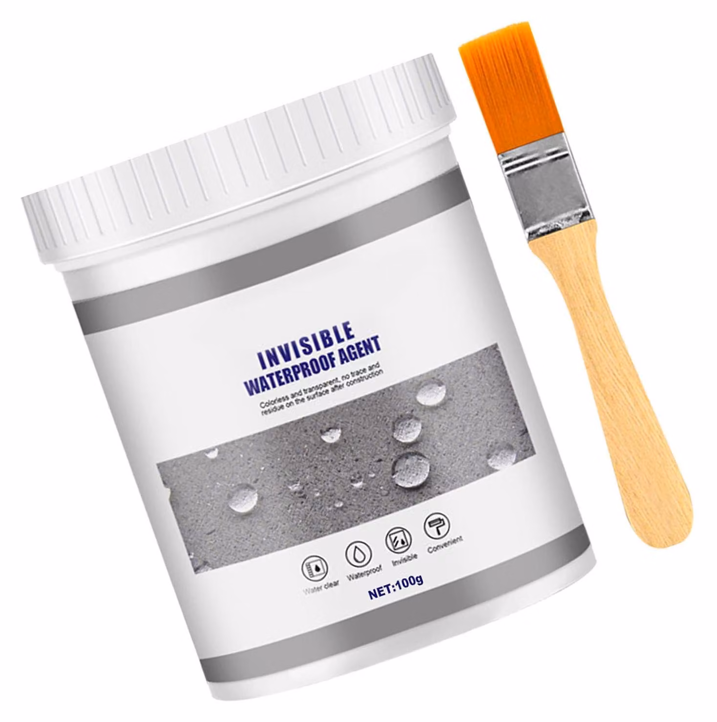 Sigillante isolante impermeabile, trasparente, a tenuta stagna, invisibile, con pennello per piastrelle da rivestimento, cemento, 100 g