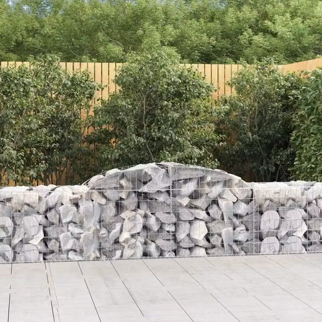 Set di 2 Cesti Gabbioni ad Arco vidaXL in Acciaio Zincato Grigio L: 300 cm, P: 50 cm, H: 60-80 cm – 1