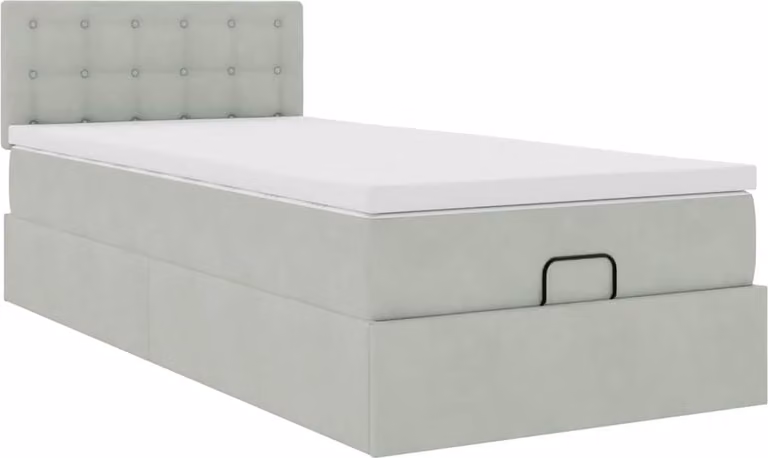 Struttura Letto Pouf con Materasso 90x200 cm in Velluto