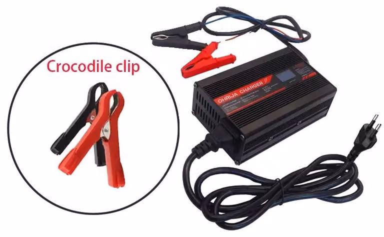 Caricabatterie, ricarica efficiente, caratteristiche di sicurezza, morsetto a coccodrillo, 220 V UE