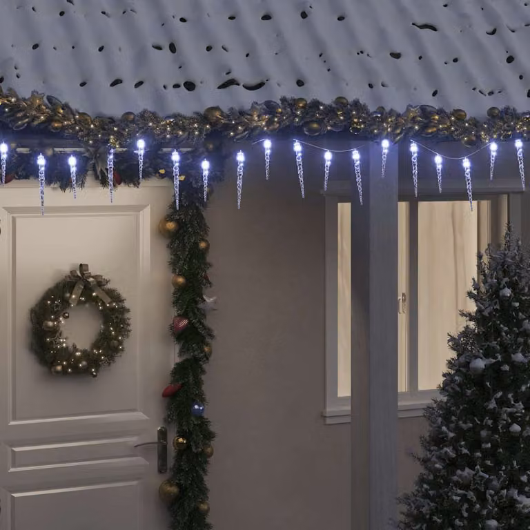 vidaXL Luci di Natale a forma di ghiacciolo con 200 LED Bianco freddo, Lunghezza: 20 m