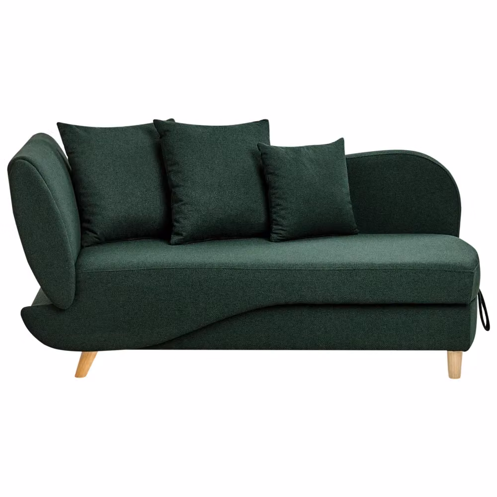 Divano angolare Beliani con chaise longue a sinistra, tessuto verde e contenitore, ideale per il tuo soggiorno moderno – 2