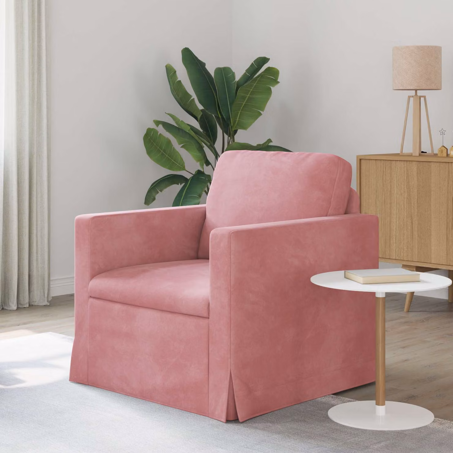 Divano moderno vidaXL in velluto rosa L: 78 cm, P: 78 cm, H: 80 cm