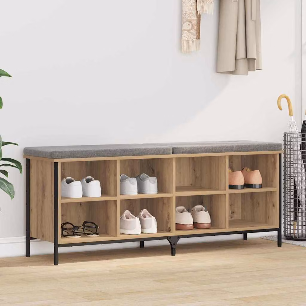 Scarpiera mobile vidaXL in stile industriale in legno e metallo marrone L 131 x P 35 x H 50 cm