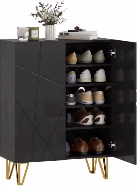 Armadio per scarpe Minimal con 2 ante e ripiani regolabili nero L: 72 cm, P: 31.5 cm, H: 95 cm – 1