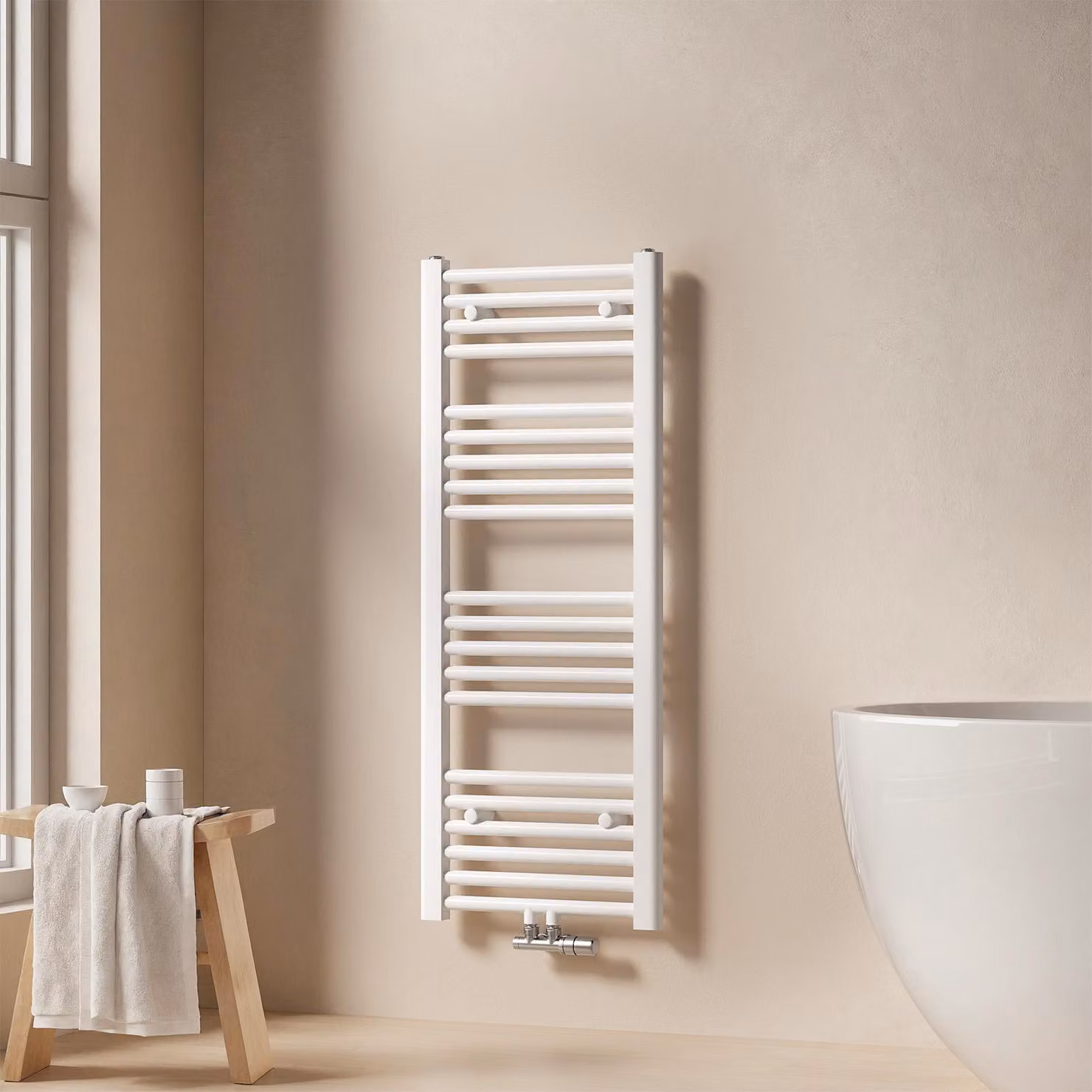 EMKE radiatore bagno asciugamani radiatore 40x100cm 356 Watt di potenza bianco radiatore bagno attacco centrale riscaldamento senza elemento riscaldante
