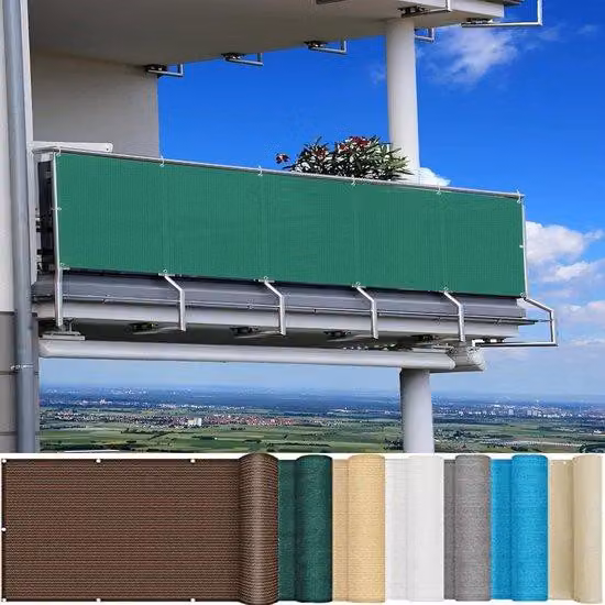 Parete da giardino per balcone - Tenda parasole - Per garantire la privacy - Protezione dai raggi UV - 125x1000 cm - Verde scuro