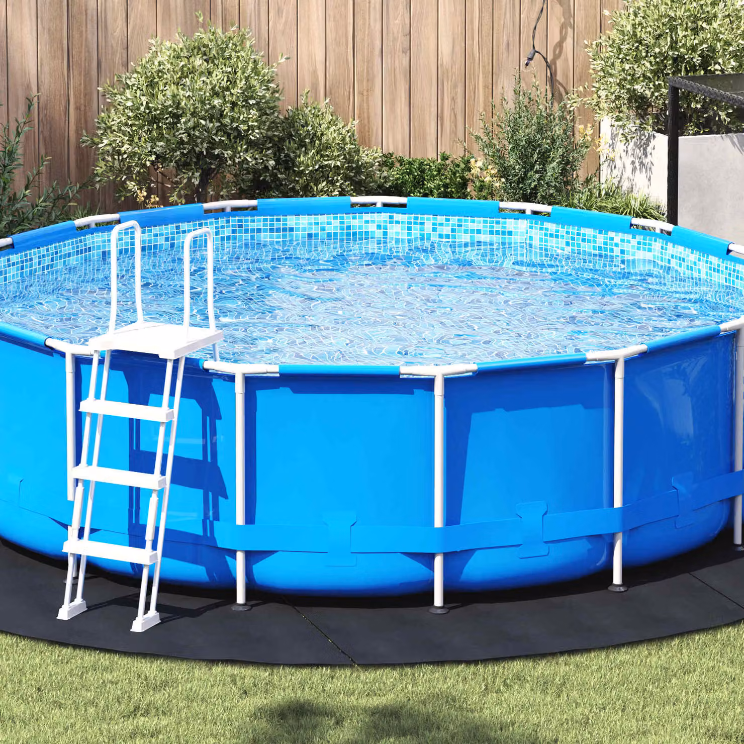 Telo per fondo piscina rotondo vidaXL, colore nero, Ø 396 cm