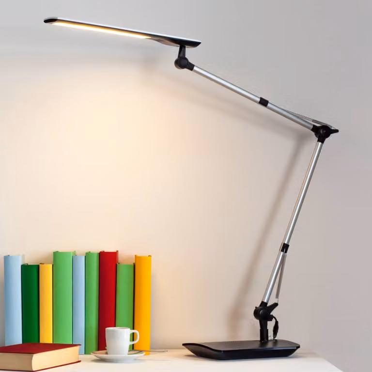 Lampada da scrivania a LED FELIPE Lindby, dimmerabile, Alluminio / Grigio / Zincato, Studio / Ufficio, Moderno, Lampada da tavolo LED