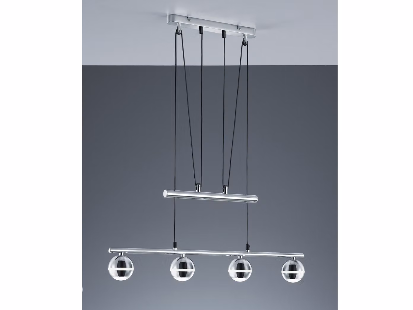 Lampada a sospensione SMD LED JoJo, 4 x 4,2W LED, lunghezza 78 cm, plastica cromata