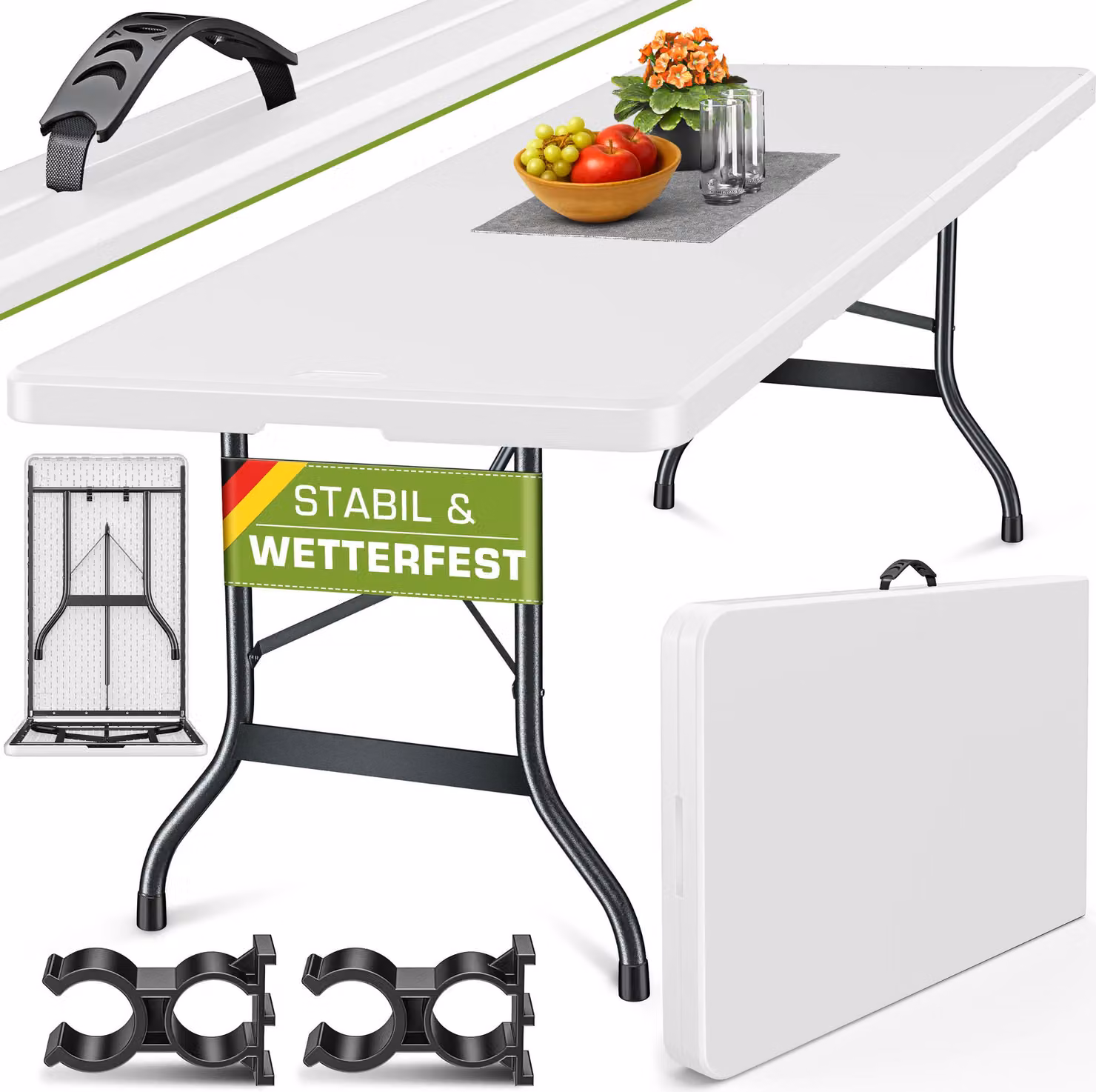 tillvex tavolo da giardino pieghevole in plastica 180x75cm | tavolo da campeggio 6 persone