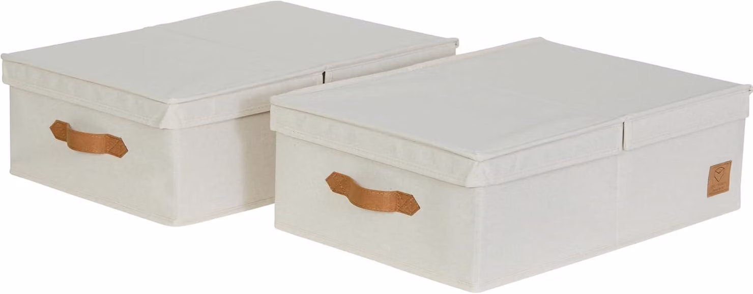 Contenitore con coperchio, color beige, set da 2, multifunzionale per casa e ufficio