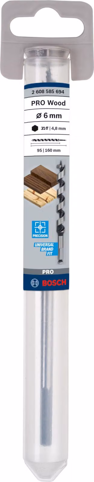 Punta a spirale Bosch PRO Wood 6 x 95 x 160 mm HEX ( 260858569 ) per avvitatori a percussione e avvitatori
