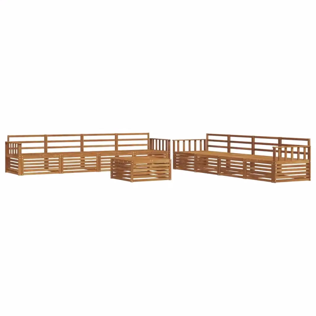 Set di divani da esterno a forma di U vidaXL in legno di acacia massello marrone con cuscini inclusi – 2