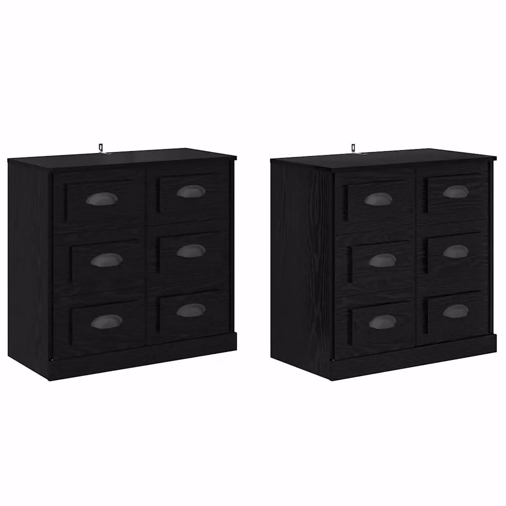 Set di 2 mobili buffet moderni vidaXL in MDF e metallo, colore nero opaco, L: 70 cm, P: 35,5 cm, H: 67,5 cm – 2