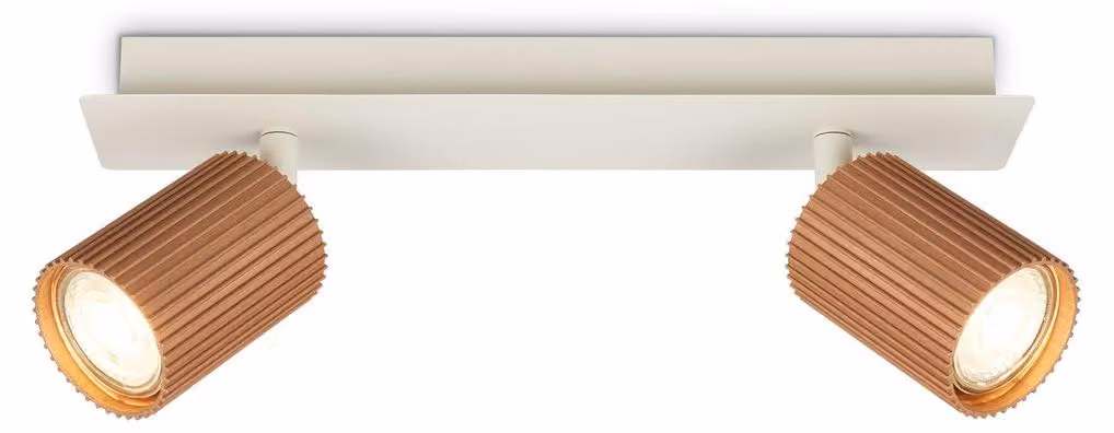 Briloner Plafoniera orientabile 32x7x9 cm attacco GU10 max. 9W a 2 luci caffè-grigio caldo - Faretto da soffitto per soggiorno corridoio cucina ufficio