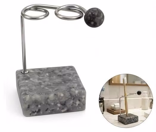 Porta spazzolini in acciaio inossidabile, con doppia fila di alloggiamenti – Contenitore per spazzolini in plastica – Ideale per bagni, docce e lavabi – Grigio