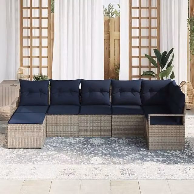 Set di divani 7 pz Grigio polyrattan 3346475