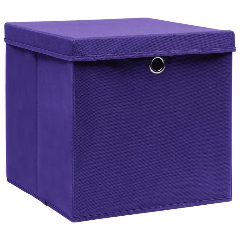 vidaXL Scatole con coperchio 10 pezzi 28x28x28 cm Viola