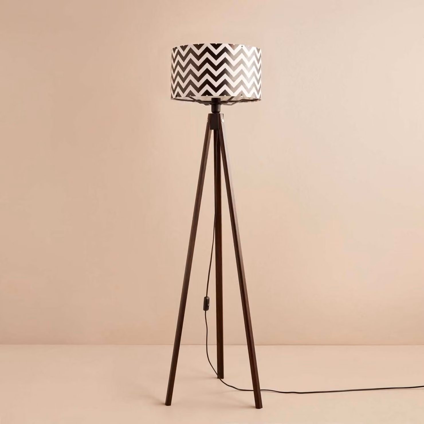 Opviq, AYD-3462, lampada da terra, 100 % tessuto, nero, 21 x 21 x 140 cm