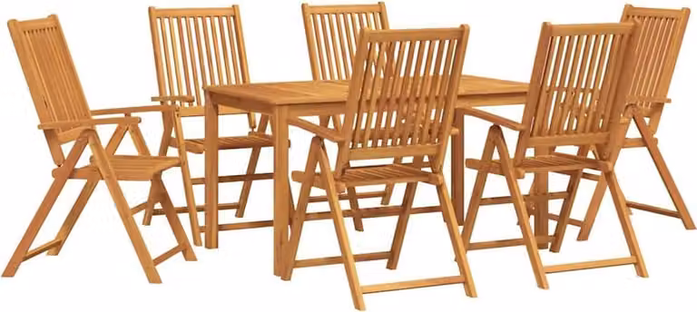 Set da Pranzo per Giardino Pieghevole 7 pcs Marrone
