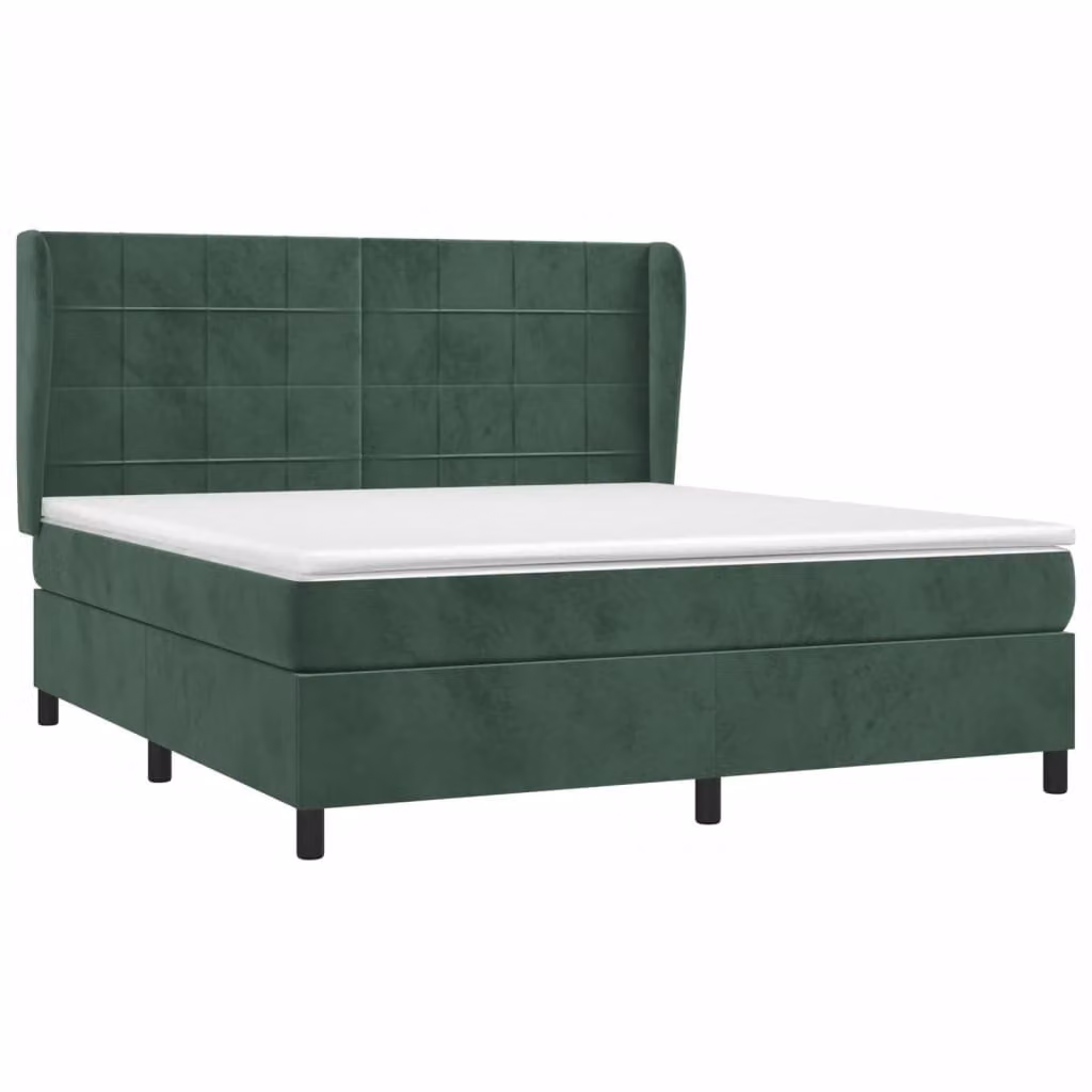 Giroletto a Molle con Materasso Verde Scuro 160x200 cm Velluto