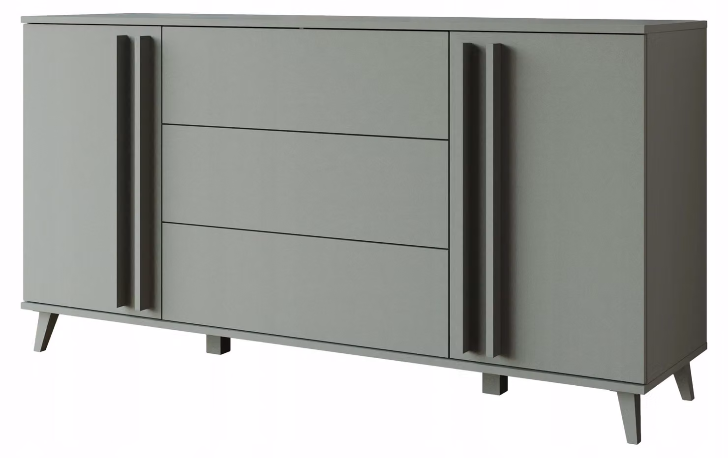 Comò da 150 cm con gambe, ideale per il soggiorno, con cassetti e ante, in un colore verde tenue
