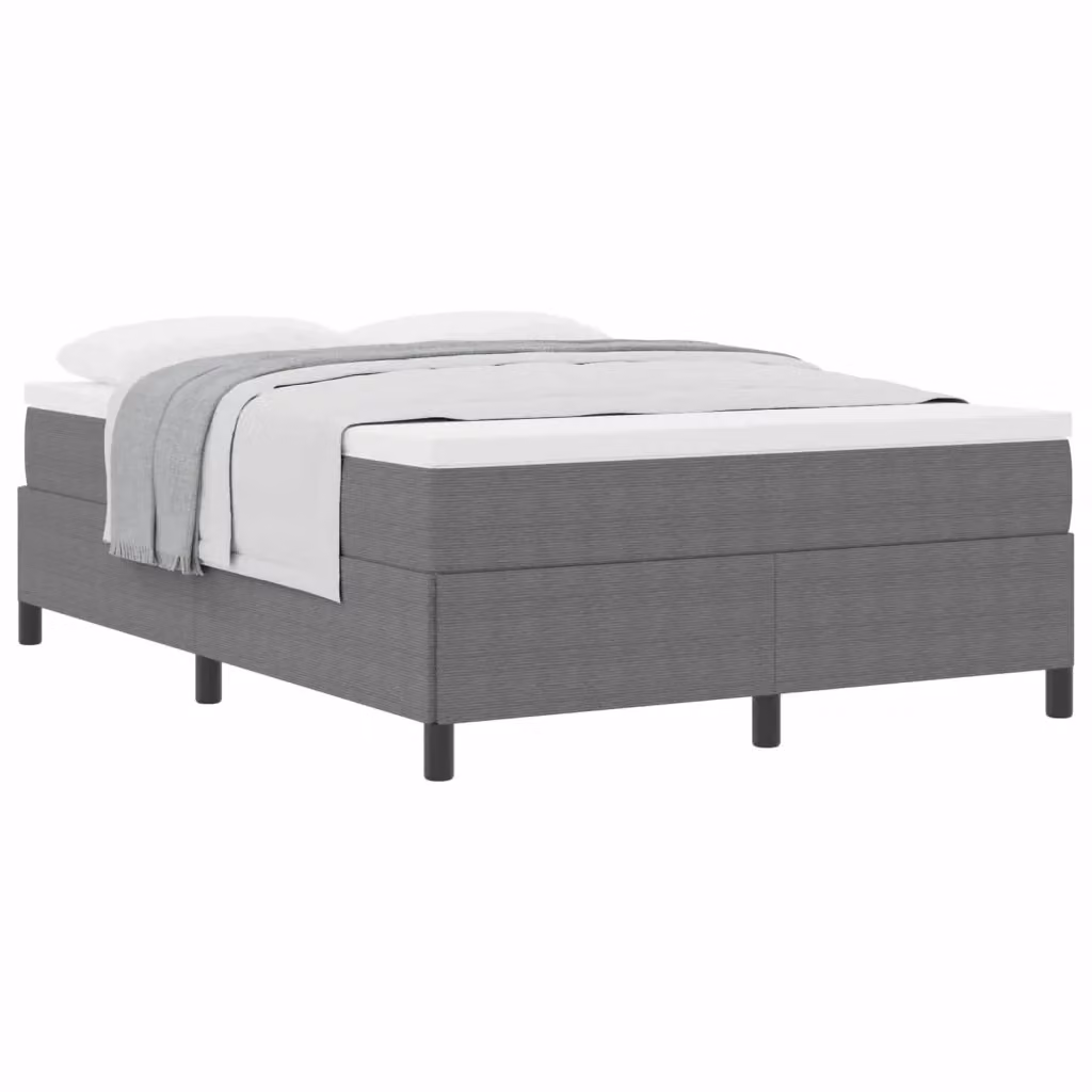 Letto a molle moderno vidaXL in tessuto a coste grigio L/P: 160 x 200 cm – 2