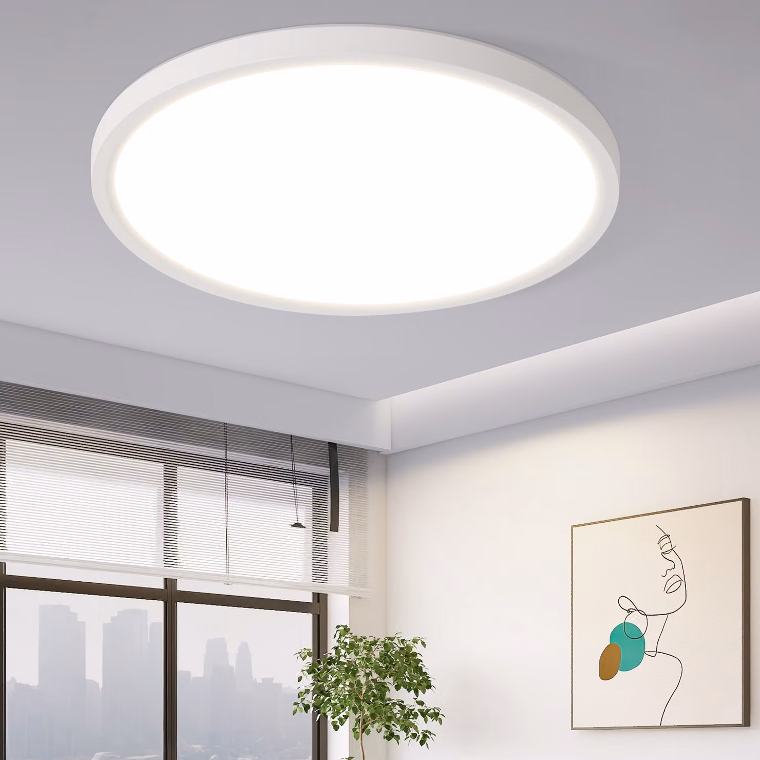 ZMH lampada a soffitto LED plafoniera piatta 18W bianco caldo Ø22cm illuminazione a soffitto IP44 lampada da cucina rotonda bianca per corridoio cucina camera da letto classe