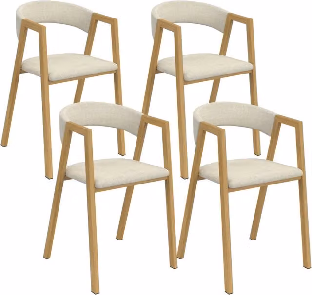 Set di 4 sedie CAMILLE IDMarket in tessuto beige con braccioli e struttura in metallo effetto legno