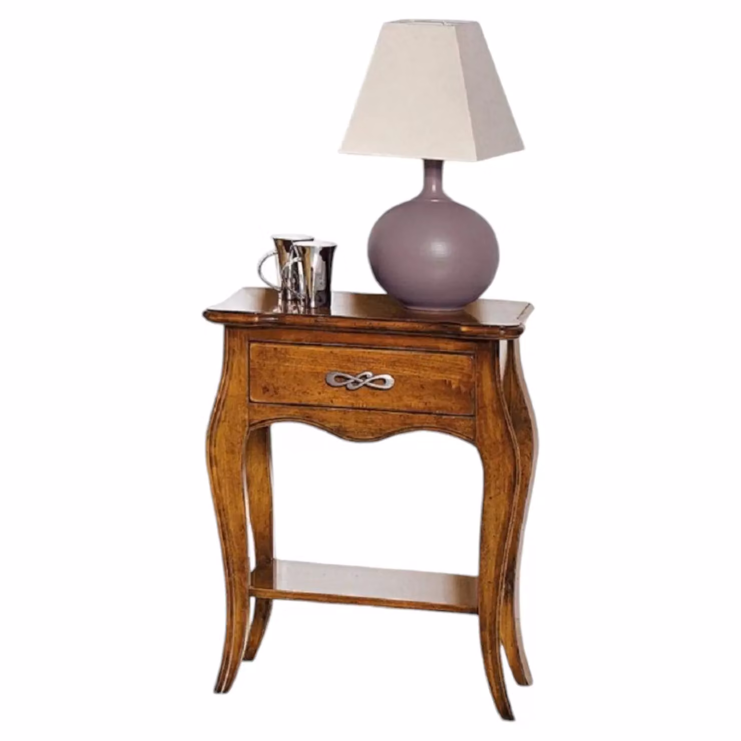 Comodino classico in legno di pino con 1 cassetto e 1 ripiano Mobili 2G colore marrone L: 54 cm, P: 36 cm, H: 69 cm – 2