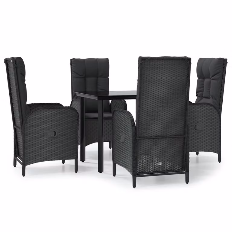 vidaXL set da pranzo da giardino a 5 pezzi con cuscini in rattan nero