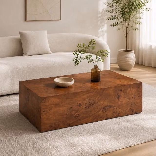 Tavolino da caffè minimalista in MDF color noce 100 × 59,5 × 38 cm