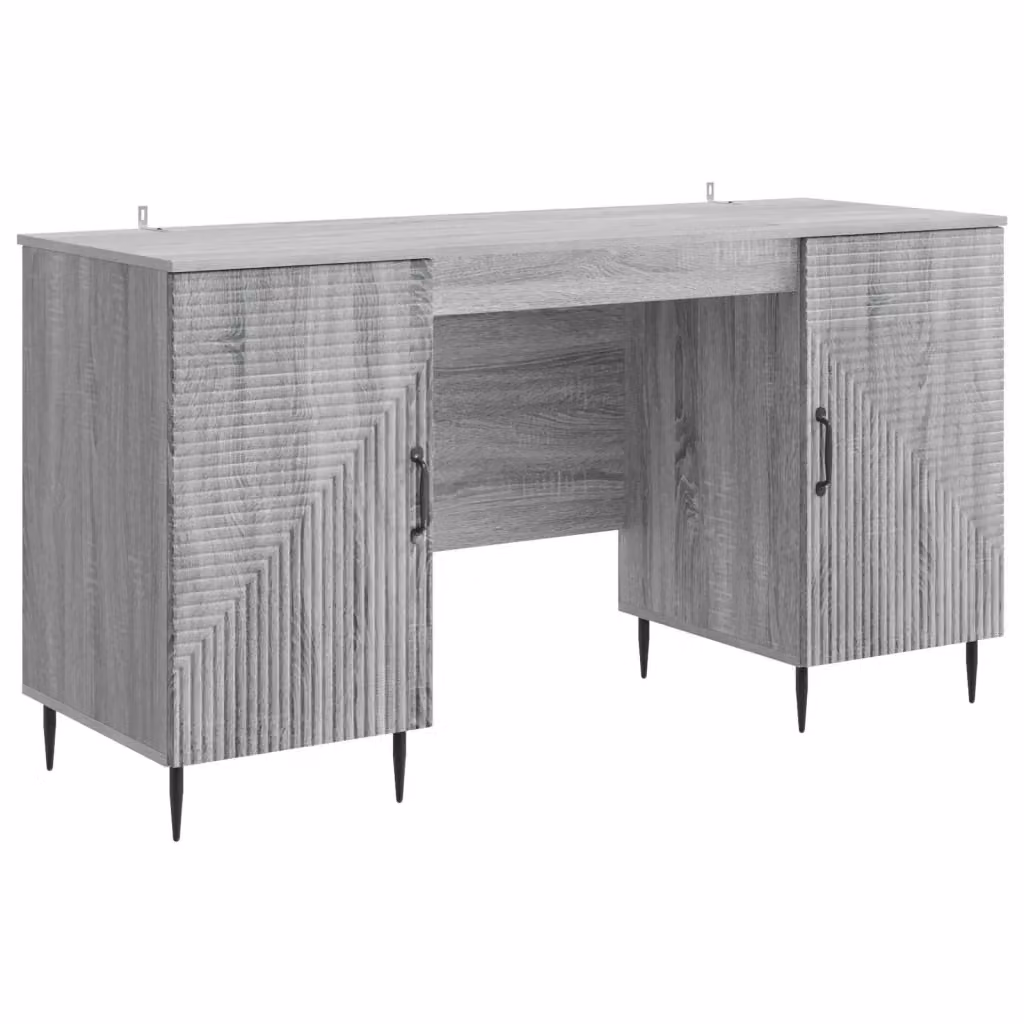 Scrivania moderna vidaXL in MDF e metallo grigia L: 142,5 cm, P: 50 cm, H: 75 cm – 2