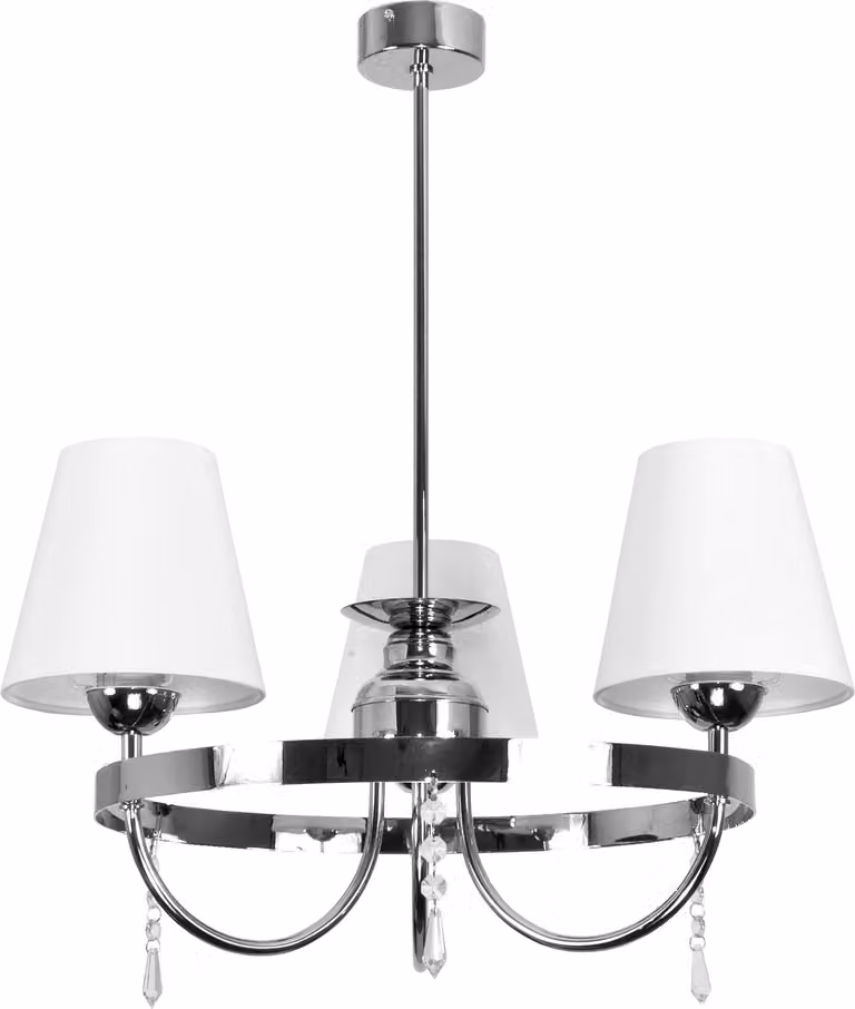 Lampada da soffitto cromata con paralume bianco DIANA BIANCO 2-072