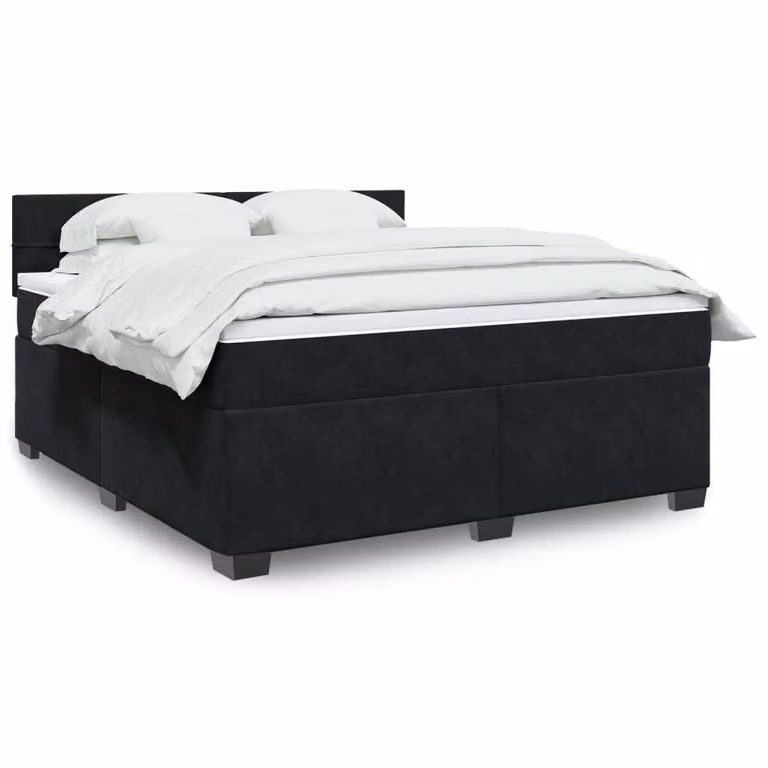 Maison Exclusive - Giroletto a Molle con Materasso Nero 180x200 cm in Velluto
